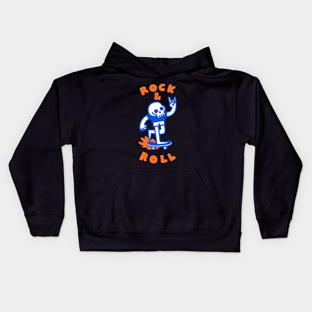 ROCK & ROLL SKULL Kids Hoodie by obinsun